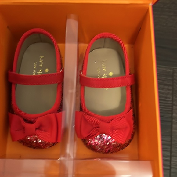 Kate Spade Baby shoes Red Glitter with Bow size 3-6 months - Picture 3 of 4